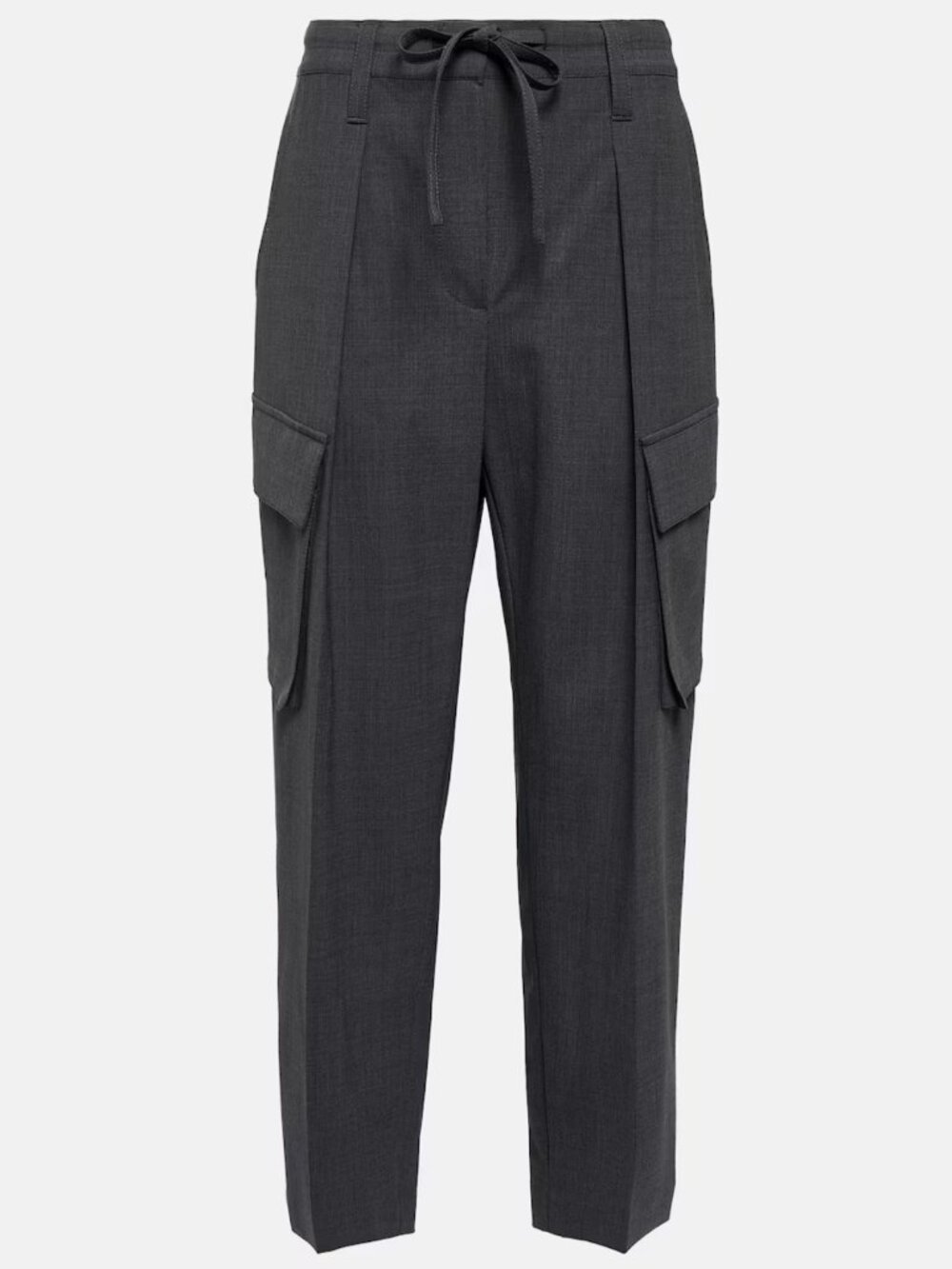 Brunello Cucinelli Monili Pants Gray Cargo Tropical Luxury Virgin Wool Size 2
